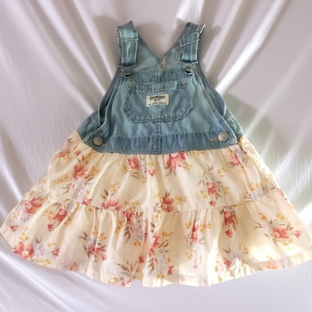 OshKosh B'gosh Blue Denim Skirtall Floral Dress